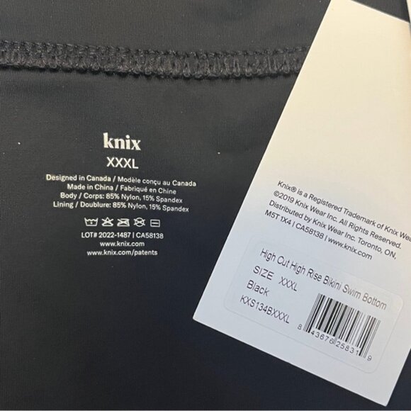 NWT Knix Bikini Deep V Bikini Top & High Cut High Rise Bikini Swim Bottom Black - Picture 11 of 12